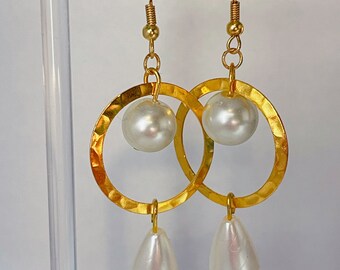 Gold Geometric Hoop Dangle Earrings