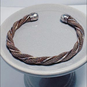 Silver Twisted Cuff Bangle Beacelet