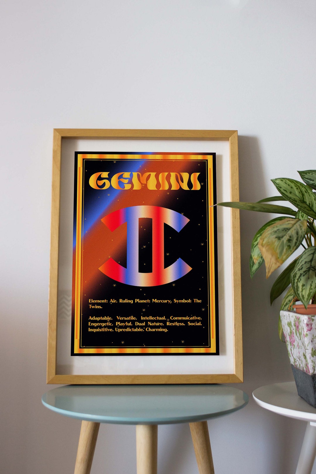 Gemini Poster, Zodiac Sign, Digital Download Print, Astrology, Room ...