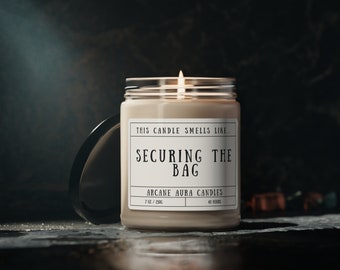 Securing The Bag | Funny Gift | Gift Candle | Motivational Candle | Good Energy | Gifts For Her | Gifts for Him | Scented Soy Candle, 9oz