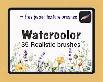 Watercolor Brushes For Procreate, Realistic Watercolor brush, Watercolor Painting Brushes, Watercolor Paper Texture Brushes, Blending brush