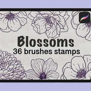 Blossom brushes for Procreate,Flower Stamp Brushes for Procreate, Floral Stamps, Botanical Brushes Flowers, Botanic Graphic Tattoo Tool
