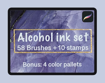 Alcohol Ink Procreate Brushes, Procreate Ink Stamps, Texture Ink Brushes, Alcohol Ink for Procreate, Abstract Brushes, Glitter brushes