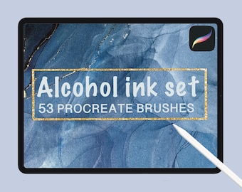Alcohol Ink Procreate Brushes, Procreate Ink Stamps, Texture Ink Brushes, Alcohol Ink,  Watercolor Abstract Brushes