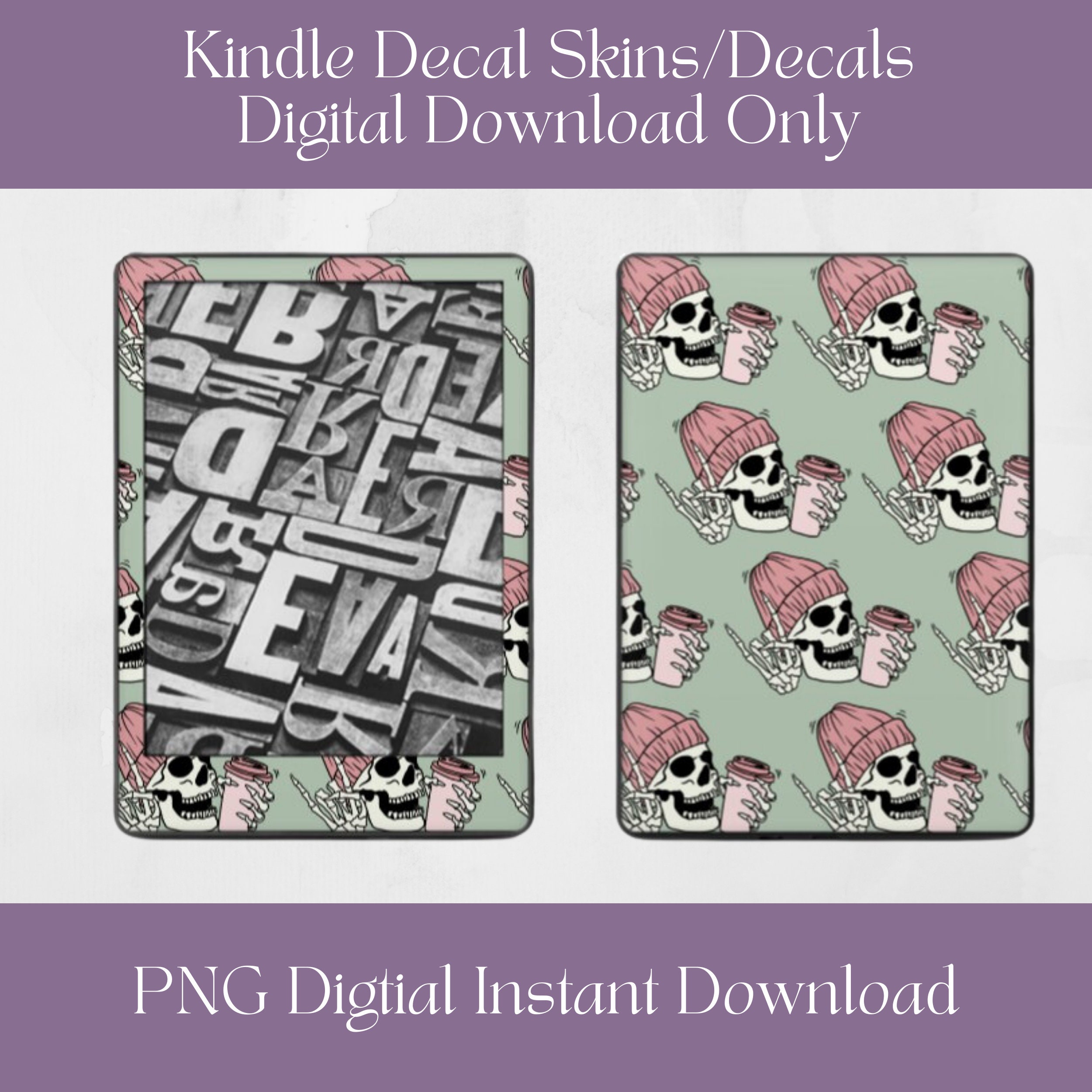 Czaszka Kawa Skórka Kindle, Cyfrowe pobieranie wydruku na DecalGirl.com