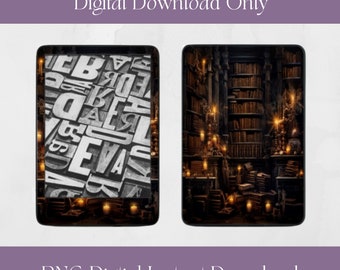 Skórka gotycka na półkę na książki Kindle, cyfrowy wydruk do pobrania na DecalGirl.com