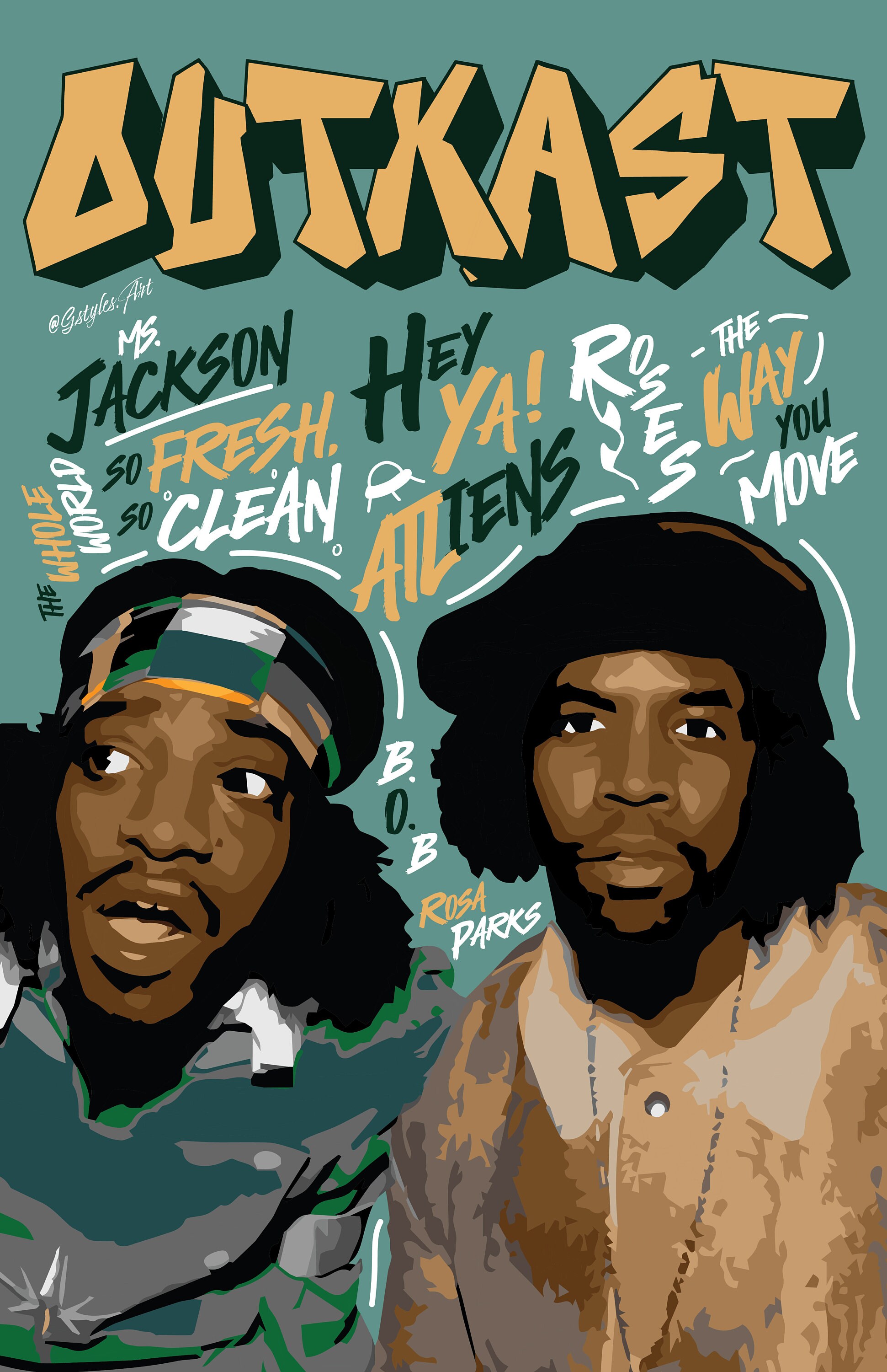 ☆OutKast☆ Hiphop 90s vintage poster
