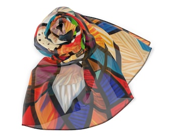 Elegant Poly Scarf Featuring Stunning Abstract Cats