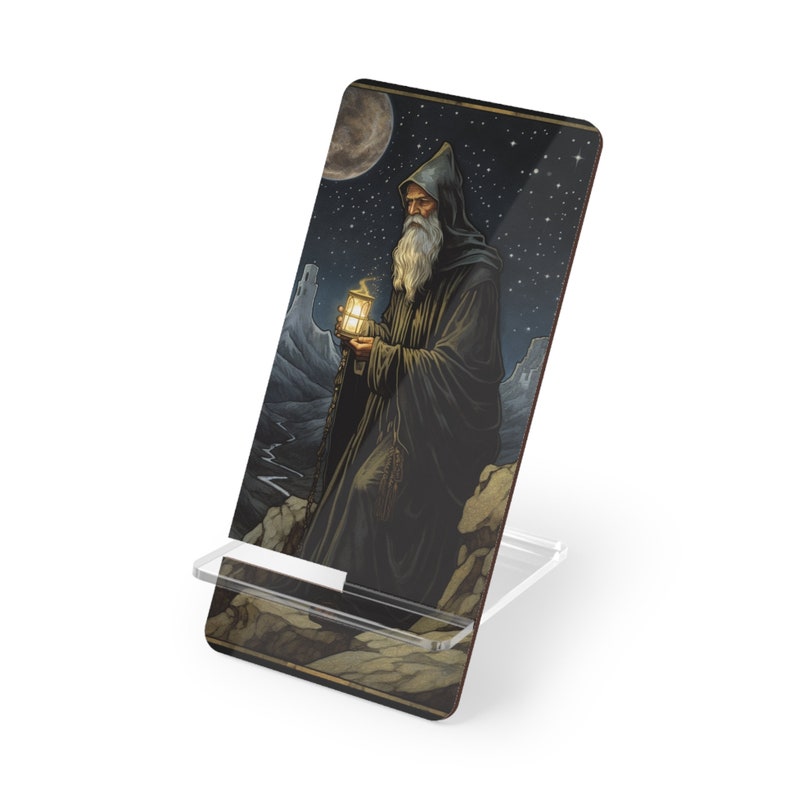 Hermit Tarot Card Mobile Display Stand: An Emblem of Solitude and Introspection for the Contemplative User image 2