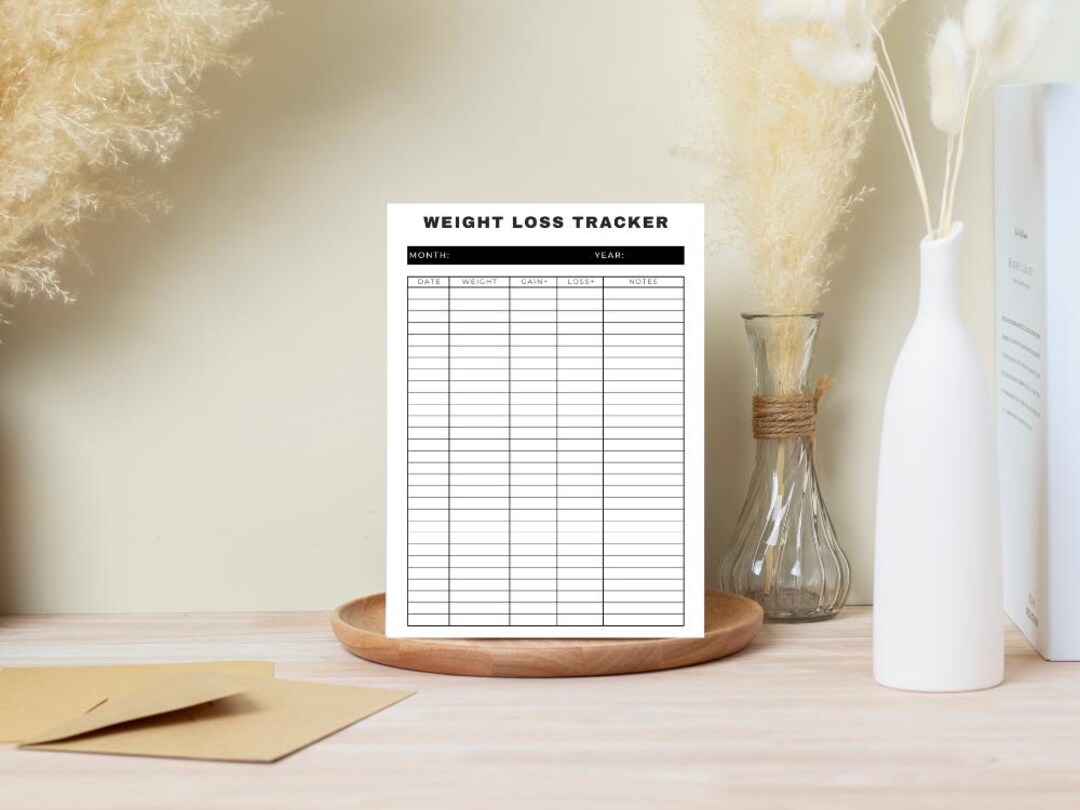 Printable Weight Loss Tracker, Minimalist Fitness Journal (digital Download) - Etsy