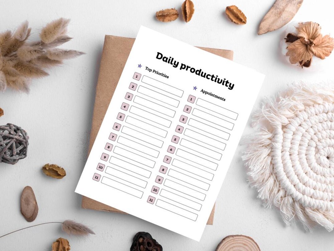 Productivity Journal.pdf Daily Productivity Planner Printable PDF, Minimalist Daily Overview ...