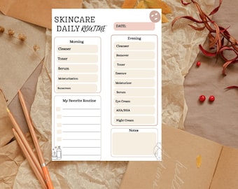 Printable Printable Hautpflege Routine Tracker, Beauty Checkliste (PDF)