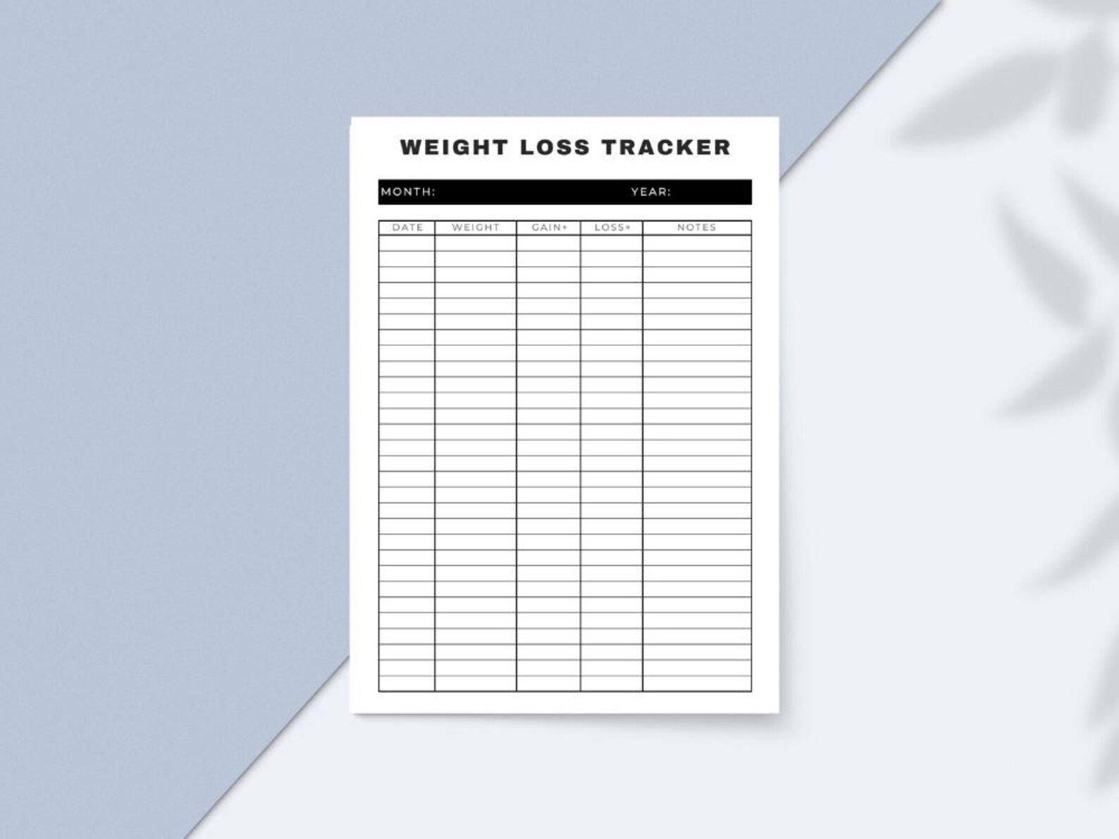 Printable Weight Loss Tracker, Minimalist Fitness Journal (digital Download) - Etsy
