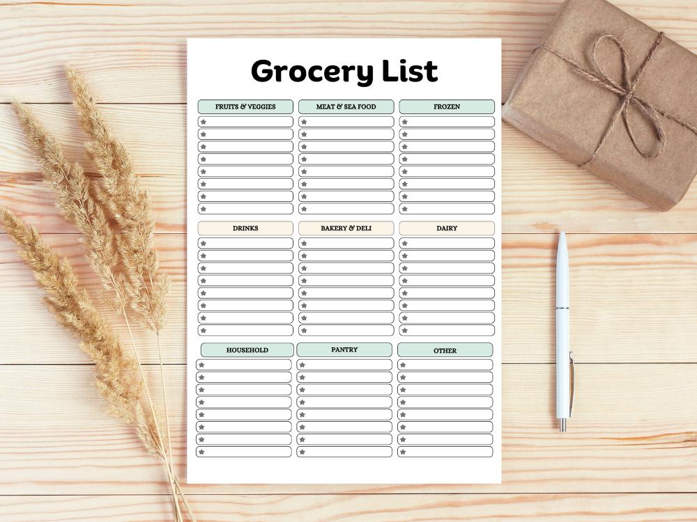 Groecery List.pdf Printable Grocery List PDF, Minimalist Meal Planner (digital Download ...