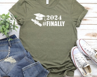 Graduation Tee #Finally in White Text, High School Or College Graduate Gift TShirt, College Grad Gift, High School Grad Gift, Best Grad Tee