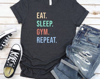 Eat Sleep Gym Repeat Shirt | Weightlifting Shirt | Workout Men Shirt | Funny Gym Shirt | Fitness Tshirt | Gym Tee | Workout Shirt | Gym