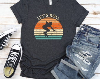 T-shirt de style derby à roulettes Let's Roll | Cadeau patineur | chemise de patinage rétro | -shirt de patinage à roulettes | T-shirt du club de patinage | Cadeau de roller derby, t-shirt de skate