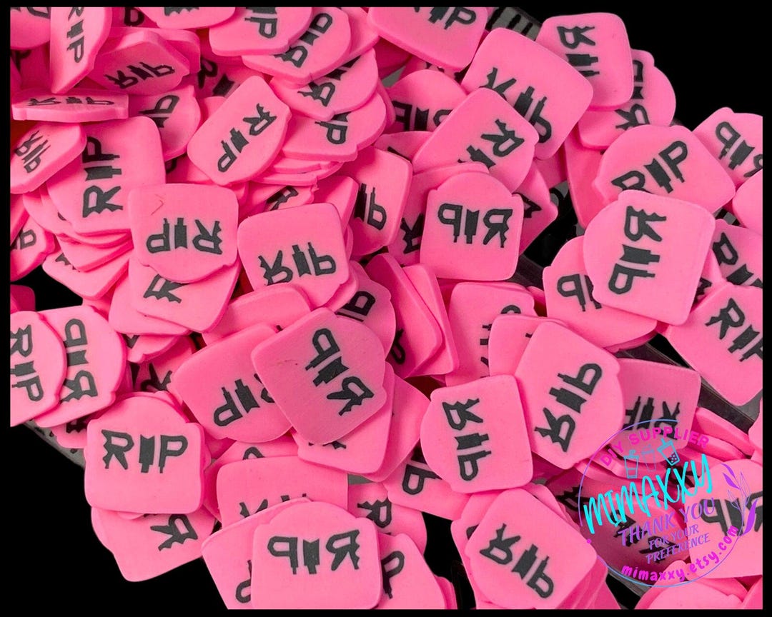 Pink Rip Sign 5mm Pink RIP Graveyard Polymer Clay Slices /fimo/slice, Diy /slime/snow ...