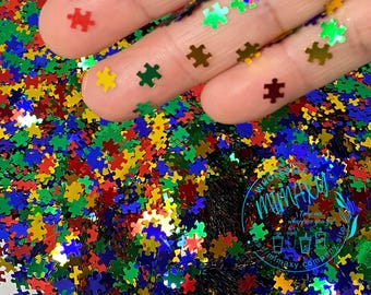 Mix Autism Inspired Puzzle, shape glitter, resin, Sequins, Chunky, Cosmetic Glitter,Nail, Snow Globe Tumbler, crafts, body paint, bling