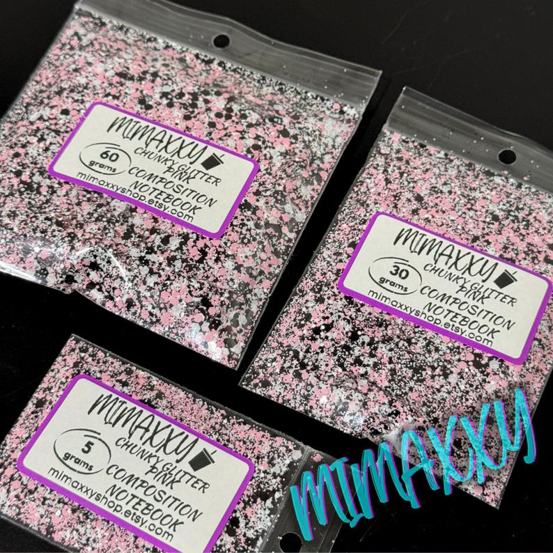 Pink Composition Book, Shaped Glitter, Chunky Glitter Mix, Cosmetic Glitter,Nail Art, Resin art,Snow Globe Tumbler,Craft, Halloween, MIX 042 image 2