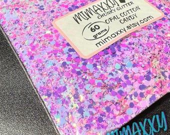 Opalescent Cotton Candy, Shaped Glitter, Chunky Glitter Mix, Cosmetic Glitter, Nail Art, Resin art, Snow Globe Tumbler, Craft, holographic