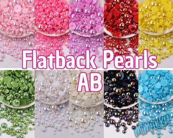 Cabochons en résine de perles artificielles demi-rondes à dos plat de taille mixte AB Kawaii 3/4/5/6/8 mm Kit de décoration DIY Embellissements Non-Hotfix flatback