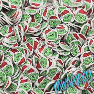 The Mean One, Christmas Monster in 5mm /Polymer Clay Slices, crafts, tools, not edible, supplies, slime, resin, snow globe, hair, nail, body