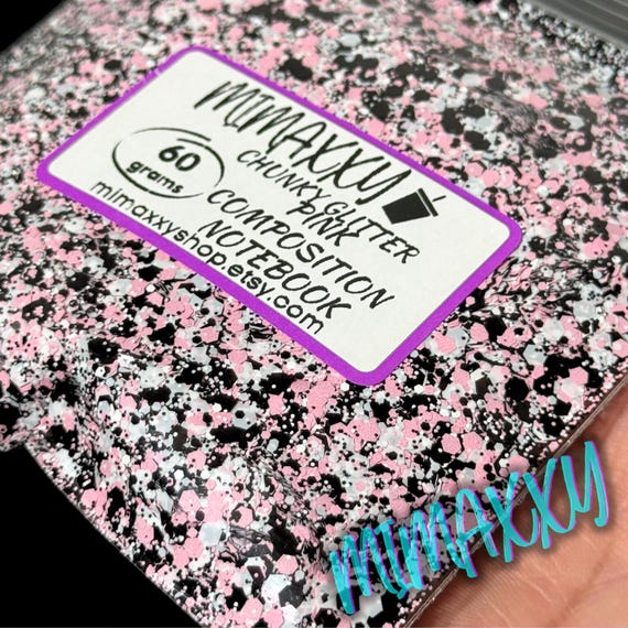 Pink Composition Book, Shaped Glitter, Chunky Glitter Mix, Cosmetic Glitter,Nail Art, Resin art,Snow Globe Tumbler,Craft, Halloween, MIX 042