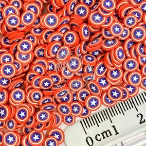 5mm Captain America Shield,Polymer clay slices, Fake sprinkles, snow globe tumbler, resin art, nail art, USA 005 image 3