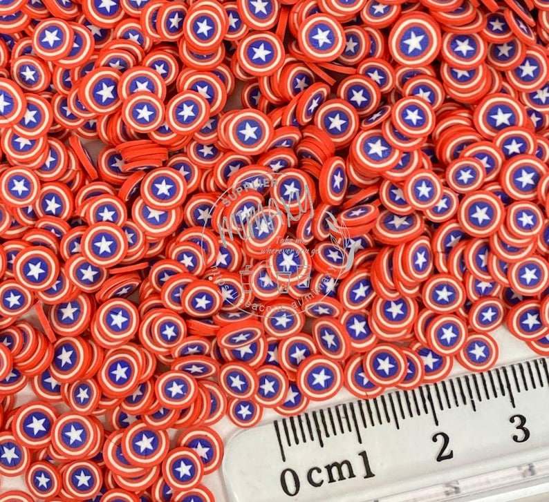 5mm Captain America Shield,Polymer clay slices, Fake sprinkles, snow globe tumbler, resin art, nail art, USA 005 image 1