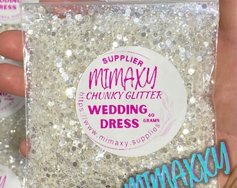 Wedding Dress, Chunky, Glitter Mix, Cosmetic Glitter,Nail Art, Resin art,Snow Globe Tumbler, crafts, body paint, bling, pastel