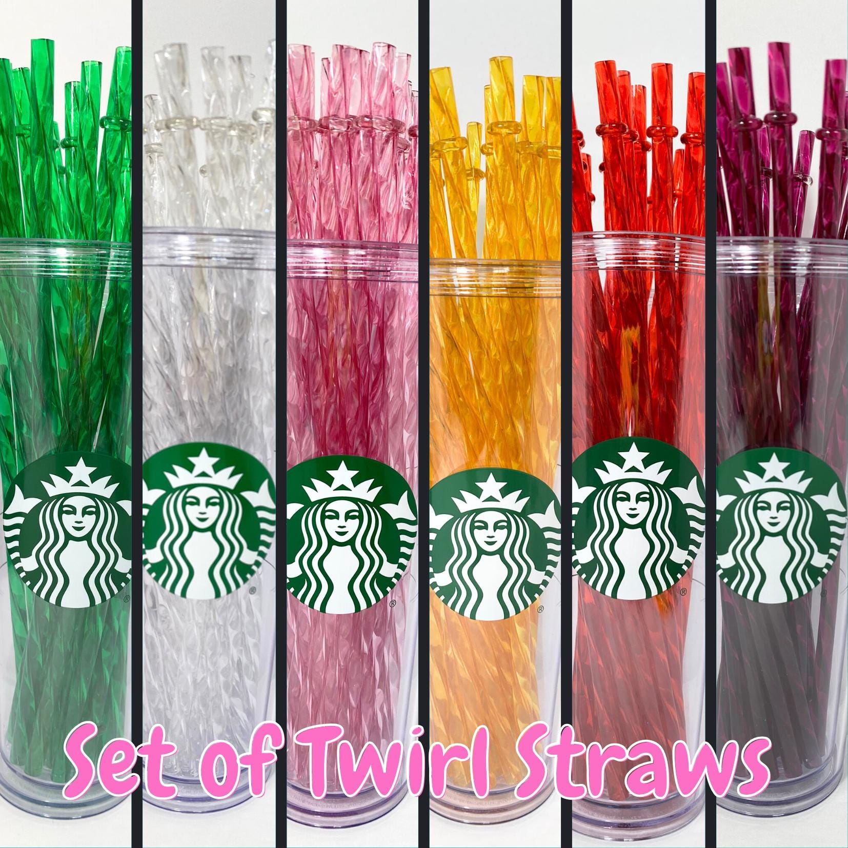 Starbucks Reusable Straw with stopper, Crystal Replacement 11/10.25 inch Studded Grid Tumbler, Plastic, Crystal, Twirl, Eco Friendly, gift