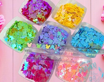 10mm Sequins Ears Mouse Head 8 colors Iridescent holographic mickey mouse confetti Sprinkle Slime Holographic Craft Ships, SEQUINS MOUSE