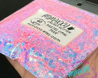 Rose opale pastel, paillettes en forme, mélange de paillettes épaisses, paillettes cosmétiques, nail art, résine, gobelet boule à neige, artisanat, mélange 050