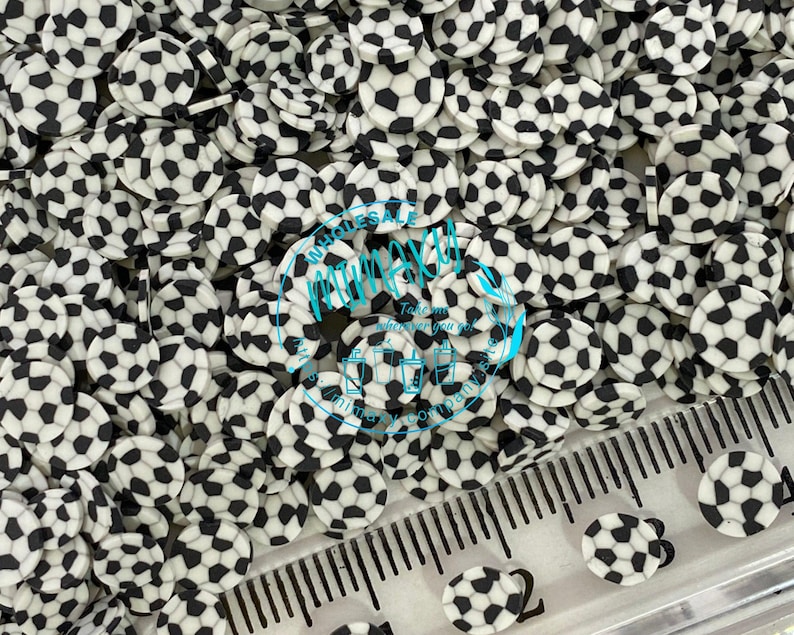 5mm SOCCER/ BALL/ Sport/Sprinkle/ Slime Polymer Clay Slice Slices Fake Bake Nail Art Faux Craft Ships, resinart, nail art, BALLS 003 immagine 1