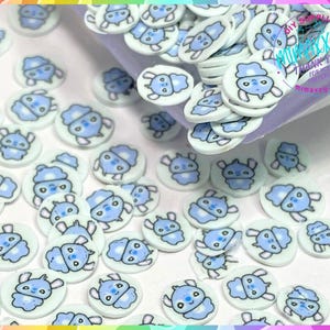 5mm Blue Alien, Ohana, Aloha, Sprinkle Slime, Polymer Clay Slice Slices Fake Bake Nail Art Faux Craft , CARTOON 016