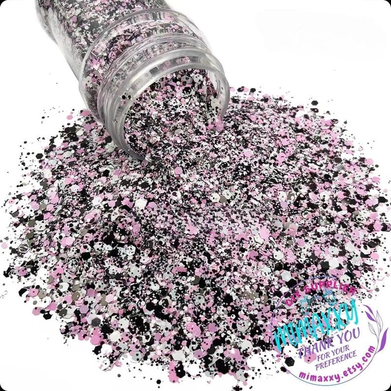 Pink Composition Book, Shaped Glitter, Chunky Glitter Mix, Cosmetic Glitter,Nail Art, Resin art,Snow Globe Tumbler,Craft, Halloween, MIX 042 image 4