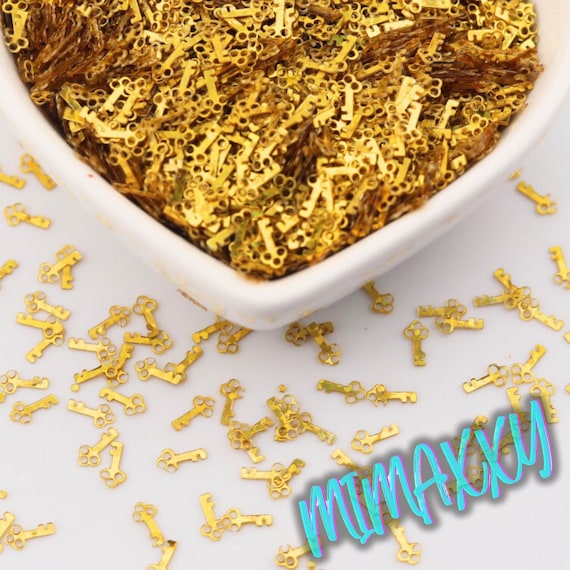 3mm Keys to Freedom, Shaped Glitter, Chunky Glitter Mix,Nail Art, Resin art,Craft. PVC Shape Glitter Bulk for Craft Resin Nail Art