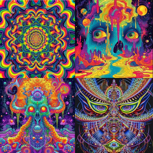 4 Psychedelic space sticker pack 4 individual stickers 3 inch
