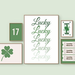 St Patrick&#39;s Day Wall Art Prints: Lucky Green Decor (Digital Download)