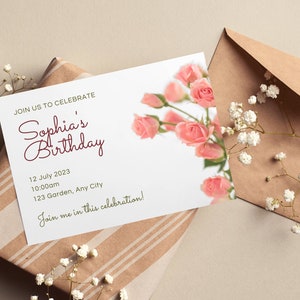 Printable Birthday Card for Her,Instant Download,Birthday Printable Card, Watercolor Floral Card, Wild Flowers Birthday Card, Happy Birthday