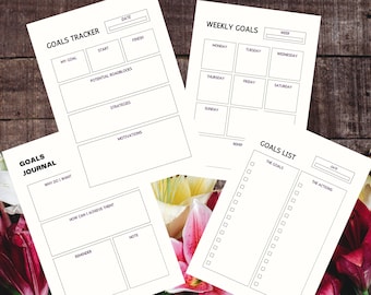 Goal Planner, Goal Setting, Goal Progress, Productivity Planner, Minimalist Planner, A4, Printable PDF Instant Download