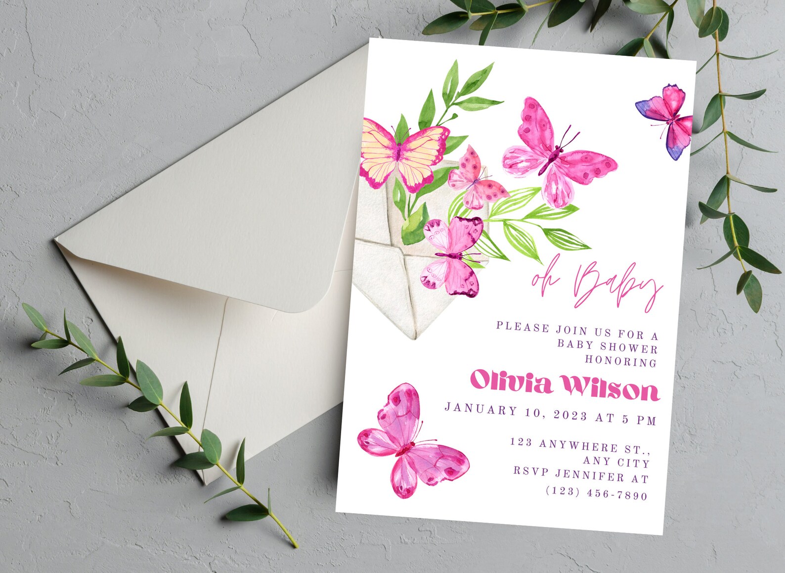 Butterfly Baby Shower Invitation Template,baby Shower Digital ...