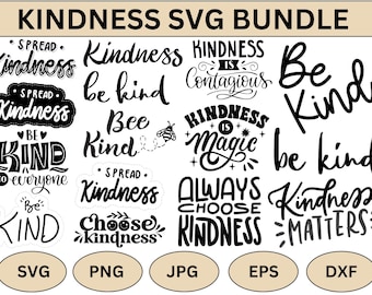 Vriendelijkheid SVG-bundel: inspirerende quotes tegen pesten (digitale download)