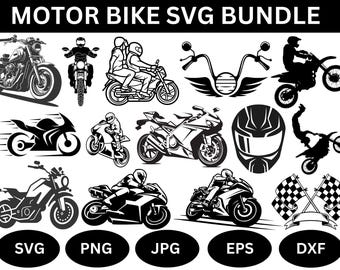 Classic Motorcycle SVG Bundle: Vintage Motorbike Graphics (Digital Download)