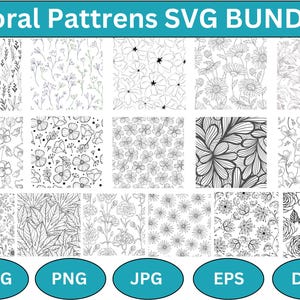 Fichiers svg motif floral sans couture, papier numérique, motifs floraux vintage, vecteur floral transparent, motif vectoriel fleurs svg, SVG PNG JPEG