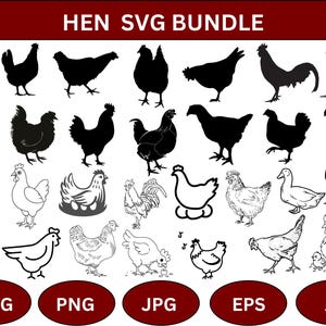 Chicken SVG Bundle,Chicken Png Bundle,Chicken Clipart,Farm Animal SVG,chicken svg funny,chicken whisperer svg,Silhouette,hen svg,Chicken,AI