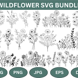 Wildblumen SVG-Bundle, Blumenstrauß-Svg, Blumenstrauß-Svg, minimalistischer Blumenstrauß, Botanische svg, Cricut-Dateien, Blumenstrauß svg, Blumenskizze svg