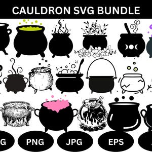 Cauldron SVG Bundle,Witch Cauldron Svg,Cauldron PNG Bundle,Witch Cauldron Vector,Halloween Pot SVG,Cauldron Silhouette,Sublimation Design