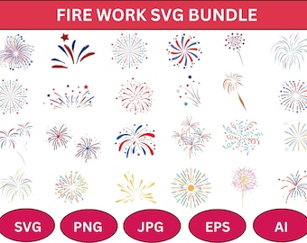 Fireworks SVG Bundle, 4th of July, Firecracker Clipart (Digital Download)